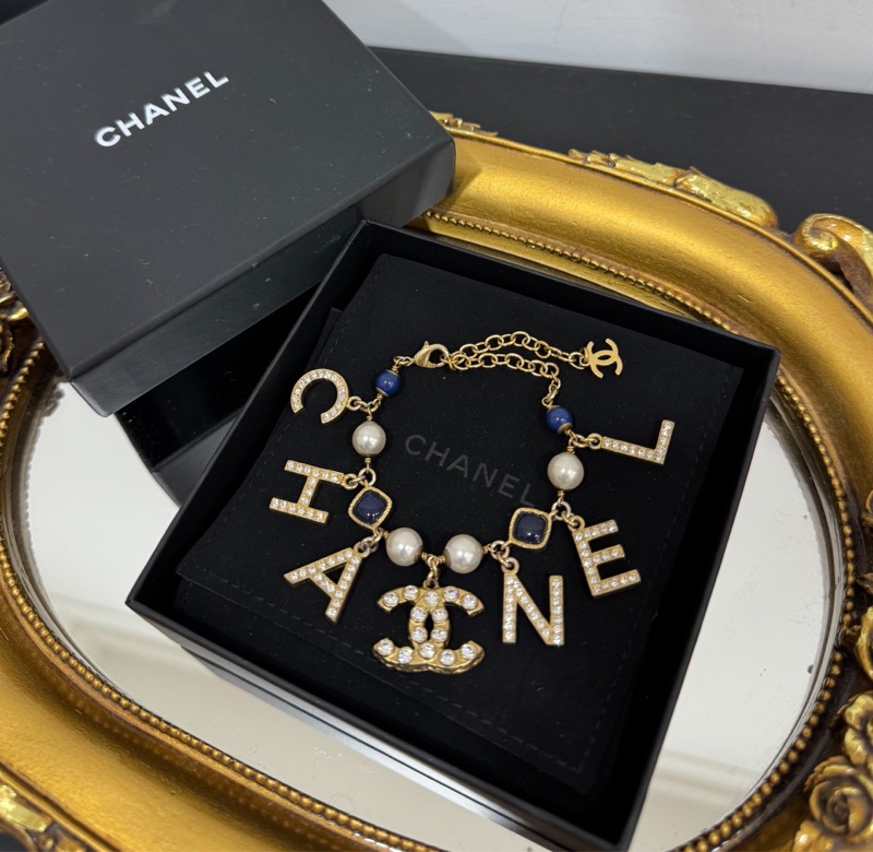 CHANEL 香奈兒 字母 水鑽 深藍 寶石 手鏈 手鍊 手環 手飾 飾品-5