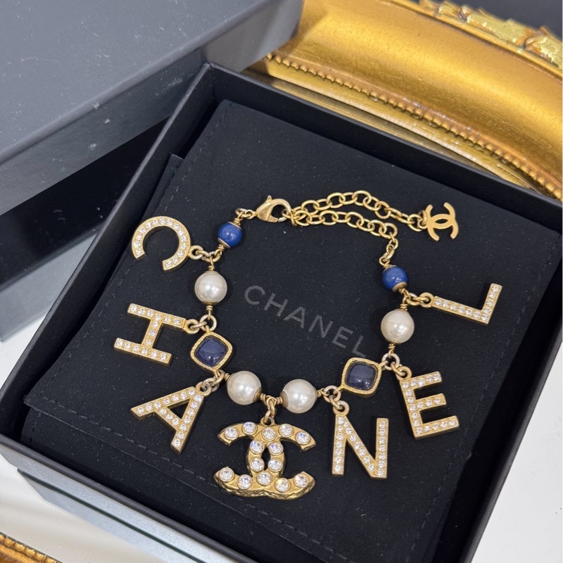 CHANEL 香奈兒 字母 水鑽 深藍 寶石 手鏈 手鍊 手環 手飾 飾品-7