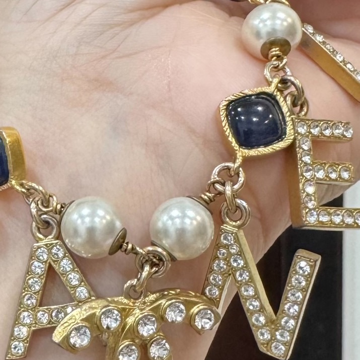 CHANEL 香奈兒 字母 水鑽 深藍 寶石 手鏈 手鍊 手環 手飾 飾品-9