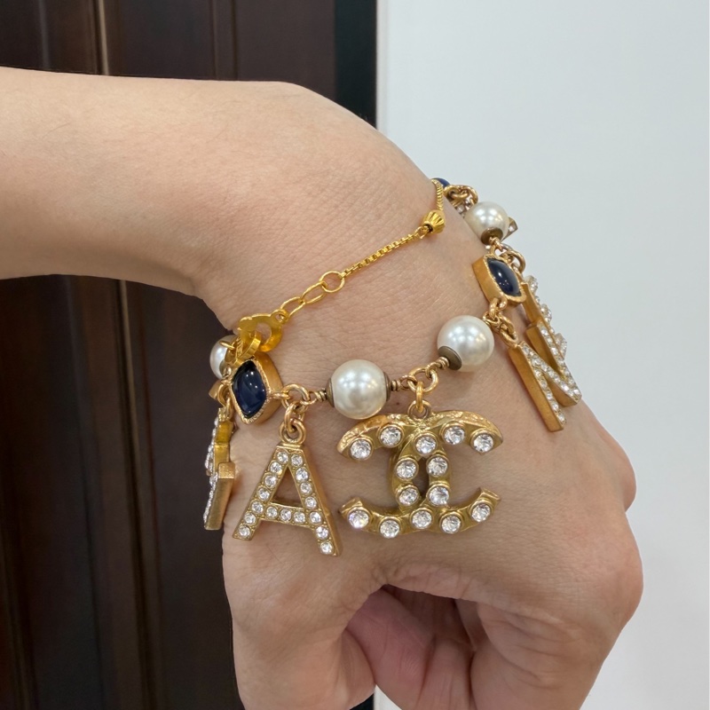 CHANEL 香奈兒 字母 水鑽 深藍 寶石 手鏈 手鍊 手環 手飾 飾品-2