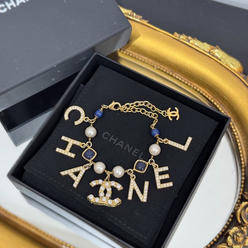 CHANEL 香奈兒 字母 水鑽 深藍 寶石 手鏈 手鍊 手環 手飾 飾品-8