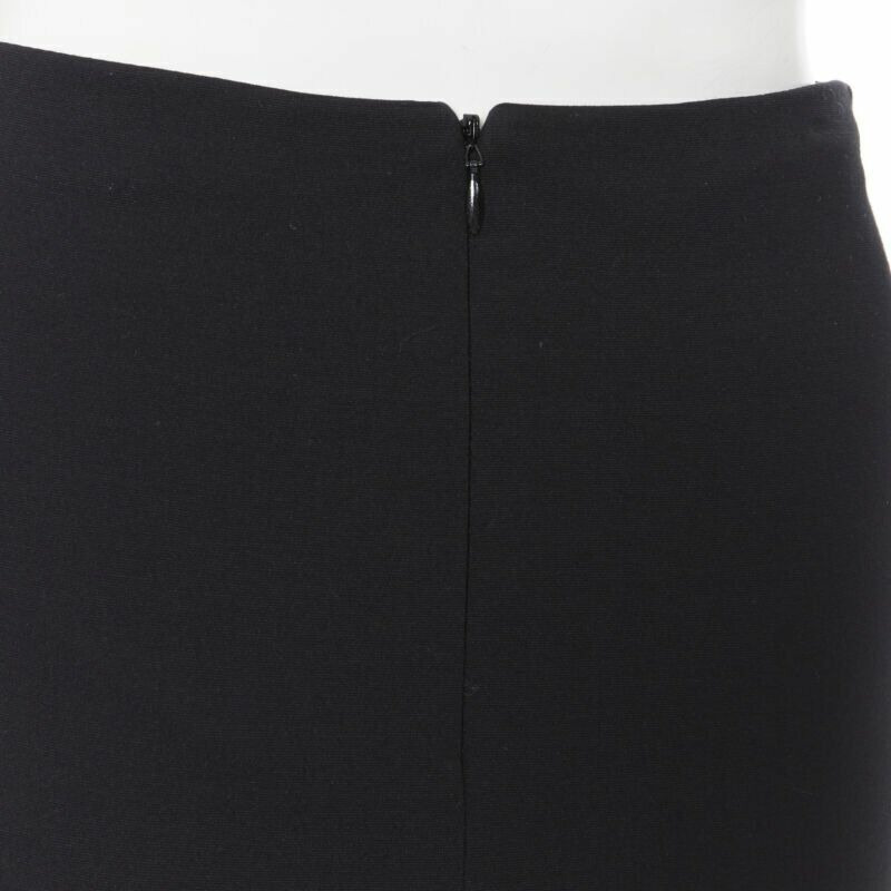 T BY ALEXANDER WANG black rayon polyester centre slit stretch pencil skirt S-7