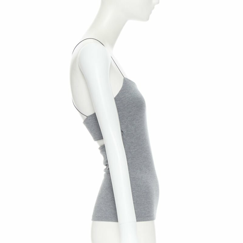 T BY ALEXANDER WANG grey cotton jersey wire spaghetti strap cami tank top XS-3