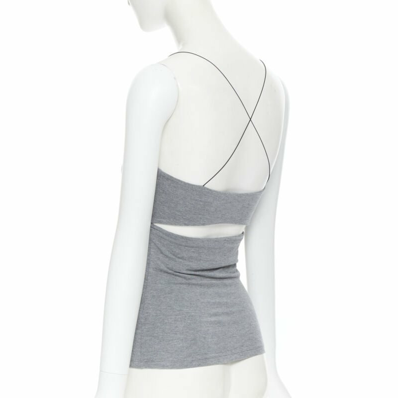 T BY ALEXANDER WANG grey cotton jersey wire spaghetti strap cami tank top XS-5