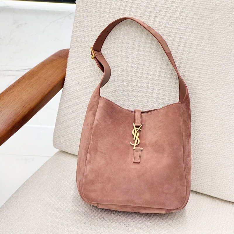 ✨快閃特價✨Saint Laurent 713938 YSL LE 5 A 7小型柔軟麂皮包 玫瑰色-11