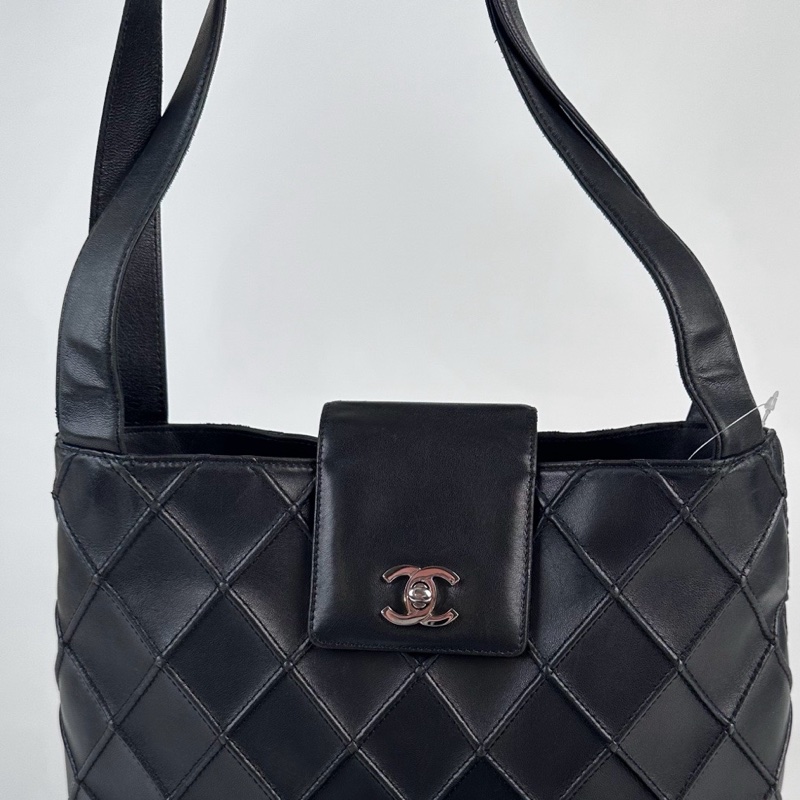 Chanel 窩夫hobo黑色羊皮款-15