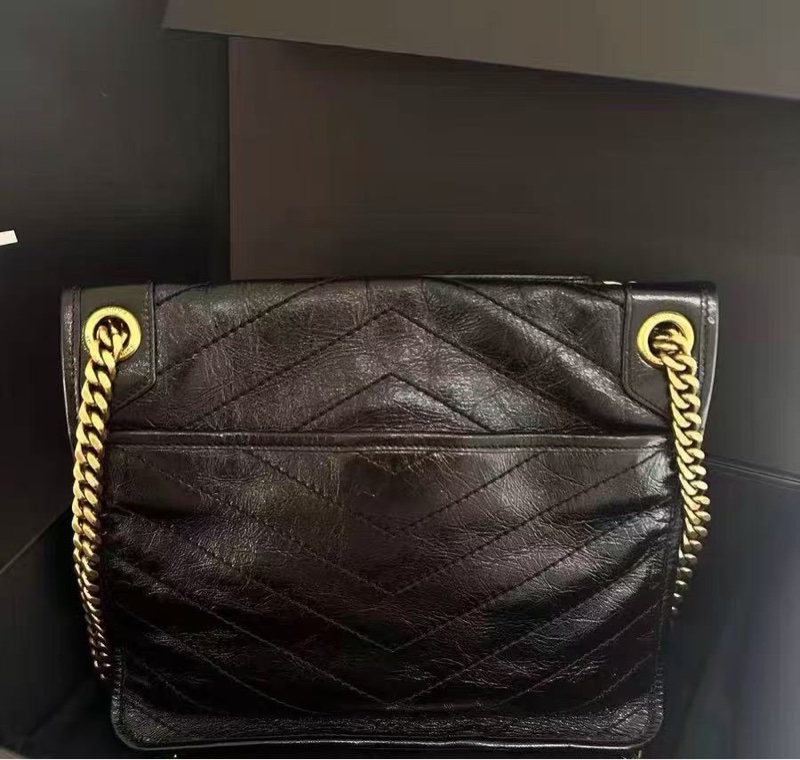YSL NIKI系列 黑金中號鍊條包 28*20*8.5  99新配件塵袋-1