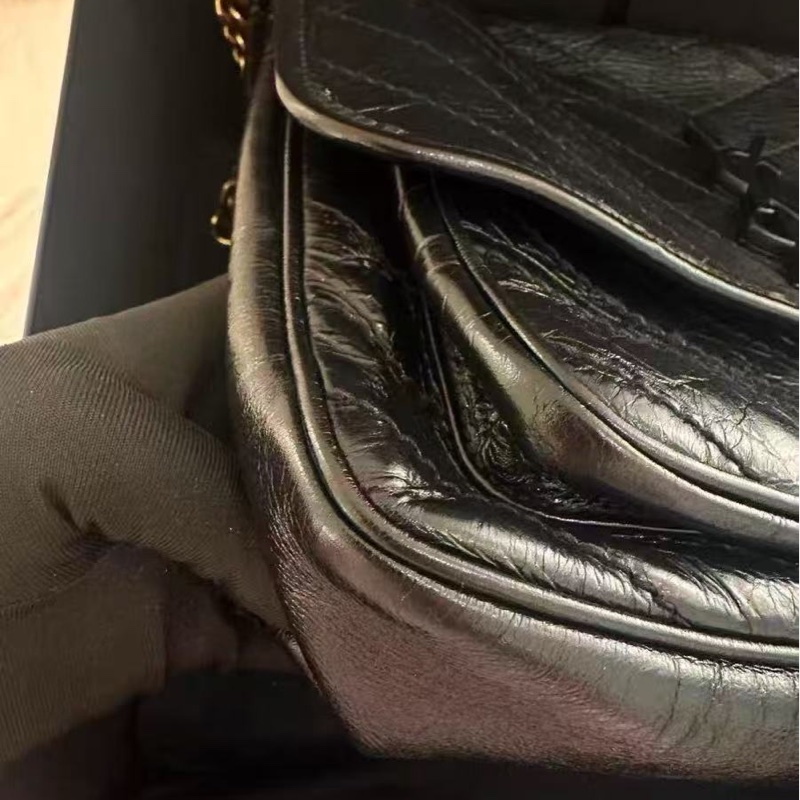 YSL NIKI系列 黑金中號鍊條包 28*20*8.5  99新配件塵袋-4