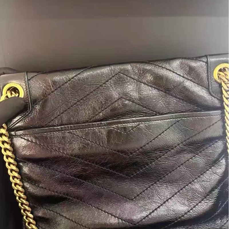 YSL NIKI系列 黑金中號鍊條包 28*20*8.5  99新配件塵袋-6