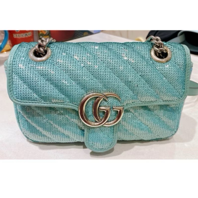 GUCCI GG Marmont系列小號亮片肩背包-5