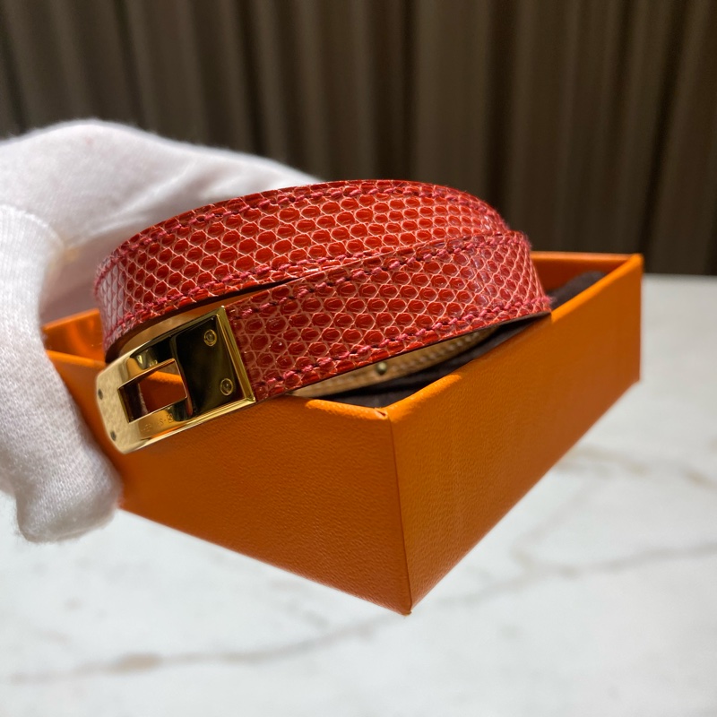 Hermès Kelly Double Tour 蜥蜴皮 橘紅色 手環-2