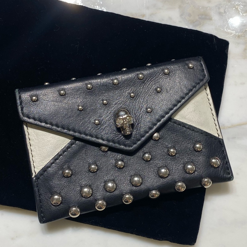 Alexander McQueen 骷顱頭 銀珠 卡夾-0