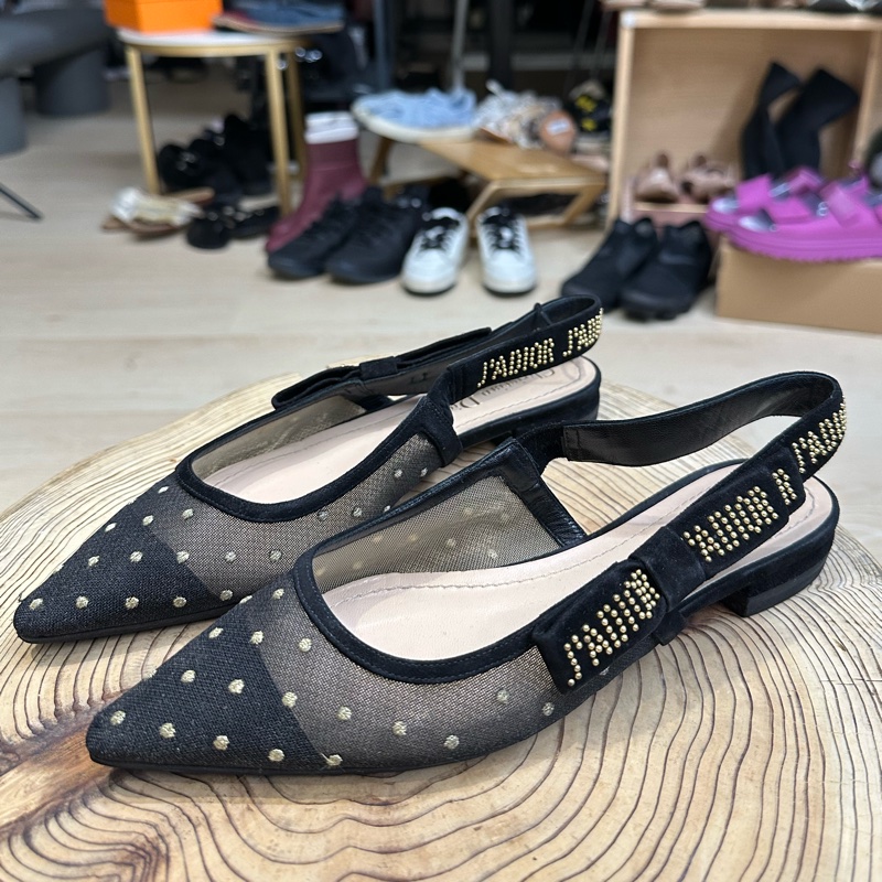 Christian Dior Jadior 蕾絲半透人低跟鞋 點點 網紗-0