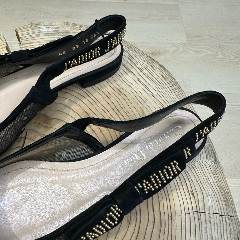 Christian Dior Jadior 蕾絲半透人低跟鞋 點點 網紗-2