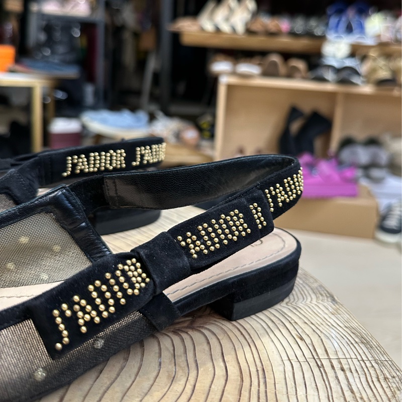 Christian Dior Jadior 蕾絲半透人低跟鞋 點點 網紗-3