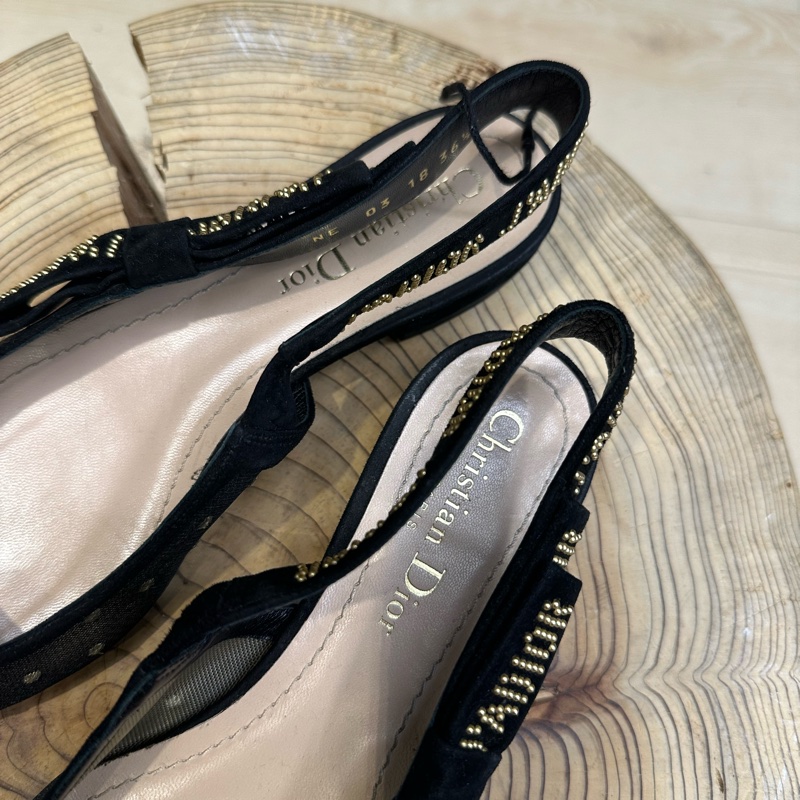 Christian Dior Jadior 蕾絲半透人低跟鞋 點點 網紗-5