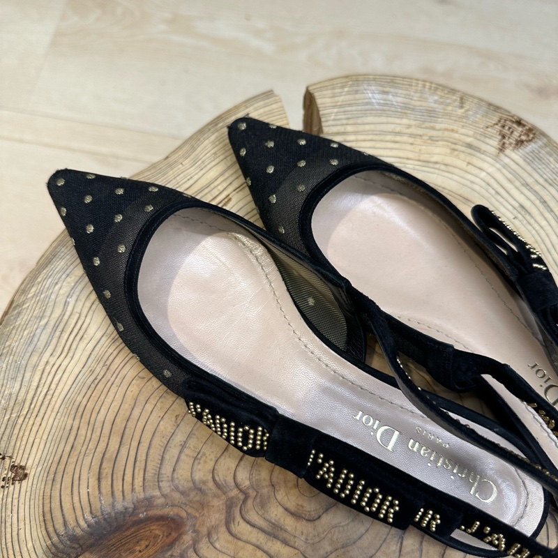 Christian Dior Jadior 蕾絲半透人低跟鞋 點點 網紗-8