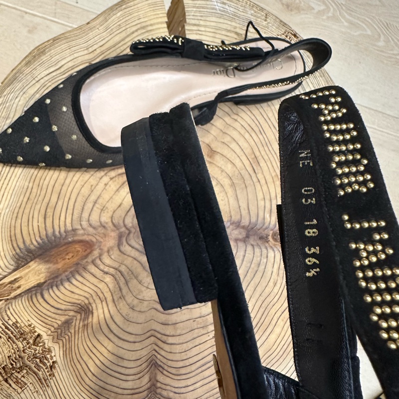 Christian Dior Jadior 蕾絲半透人低跟鞋 點點 網紗-12