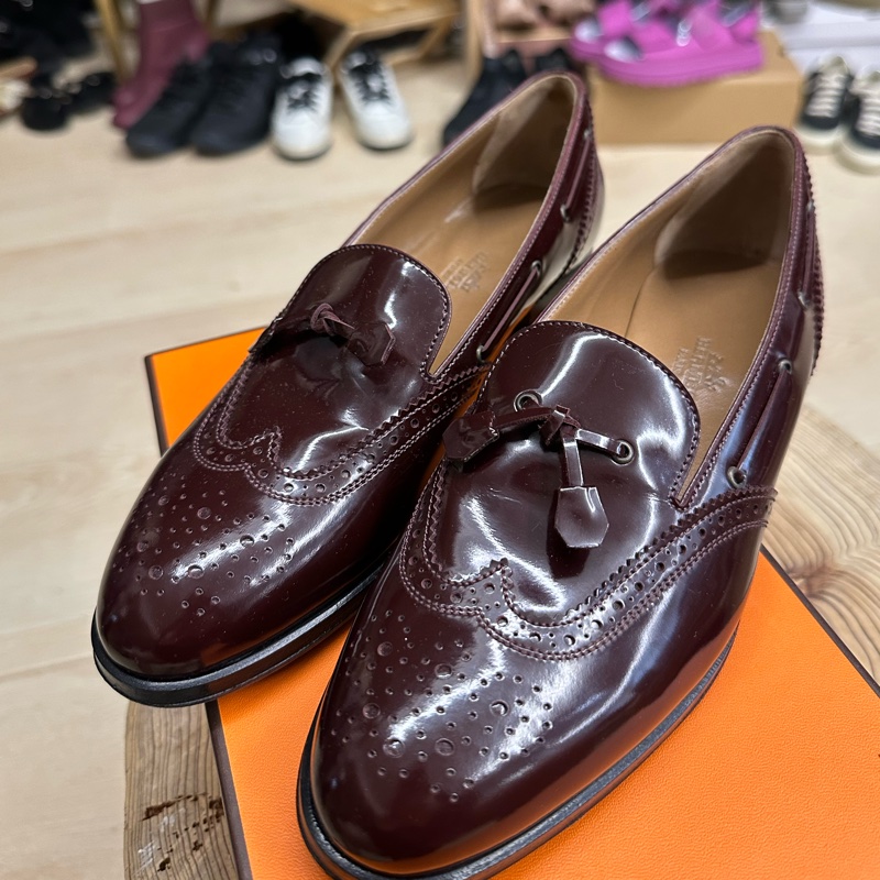 HERMES 牛津 樂福鞋-1