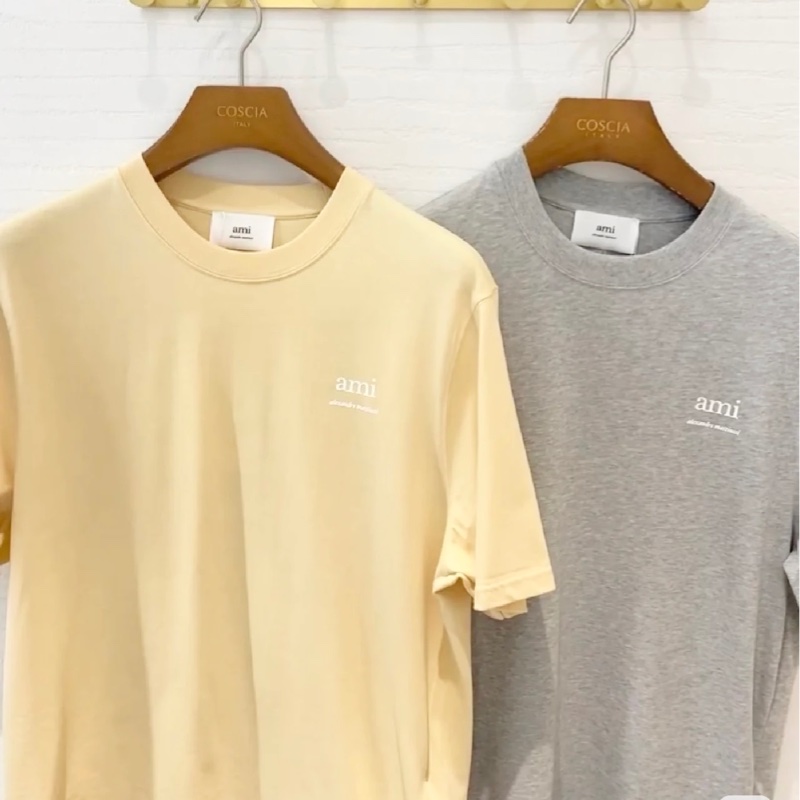 AMI 奶油黃 灰 短T 現貨 xs s-0