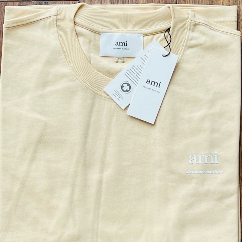 AMI 奶油黃 灰 短T 現貨 xs s-12