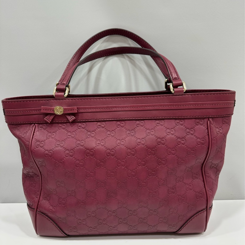 Gucci 257061 豬肝紅牛皮金釦手提包 肩背包-0