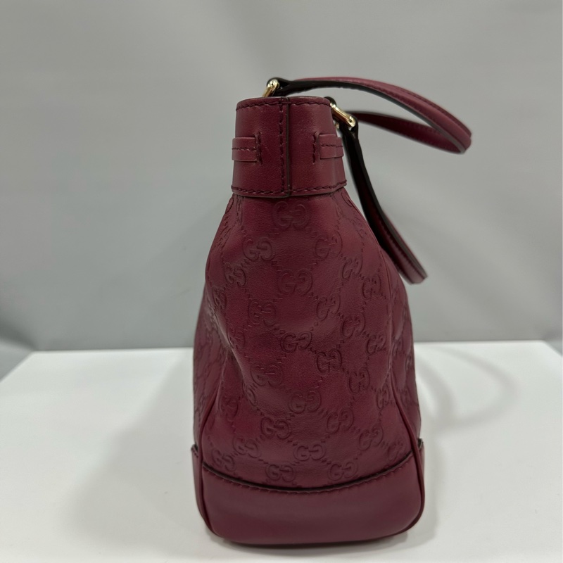 Gucci 257061 豬肝紅牛皮金釦手提包 肩背包-3