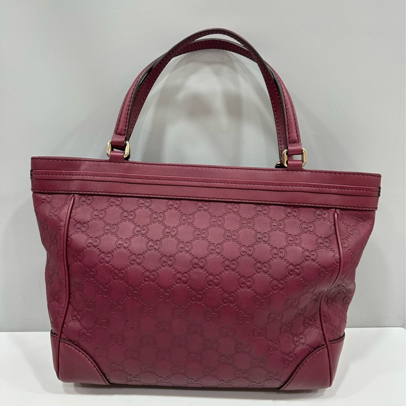 Gucci 257061 豬肝紅牛皮金釦手提包 肩背包-5