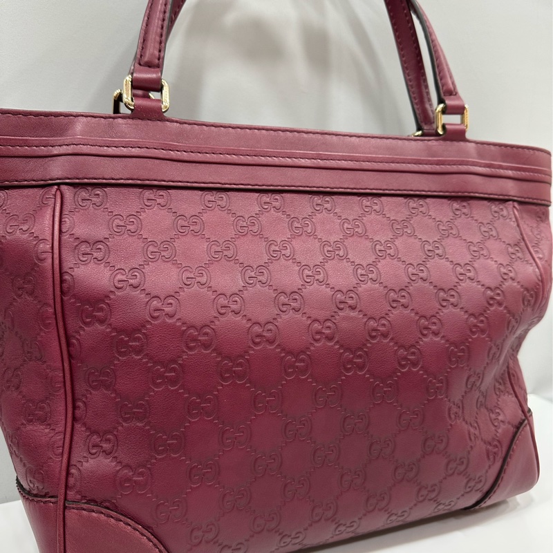 Gucci 257061 豬肝紅牛皮金釦手提包 肩背包-6