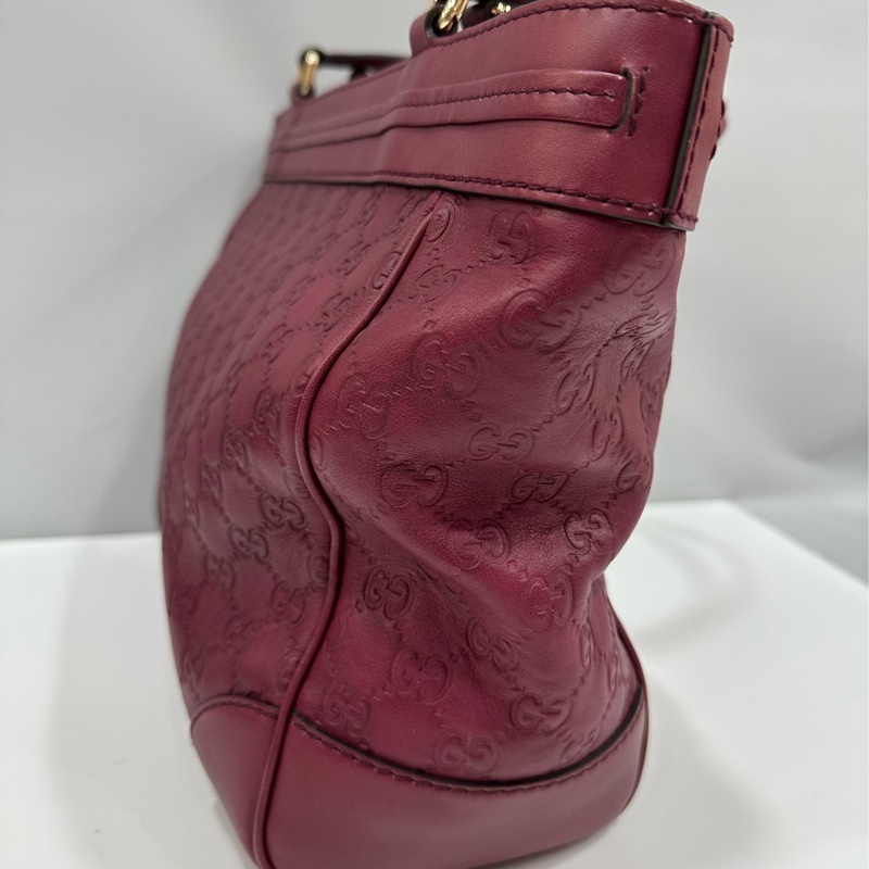 Gucci 257061 豬肝紅牛皮金釦手提包 肩背包-8