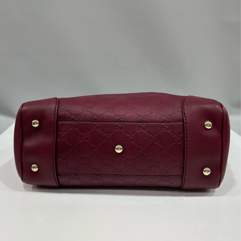 Gucci 257061 豬肝紅牛皮金釦手提包 肩背包-10