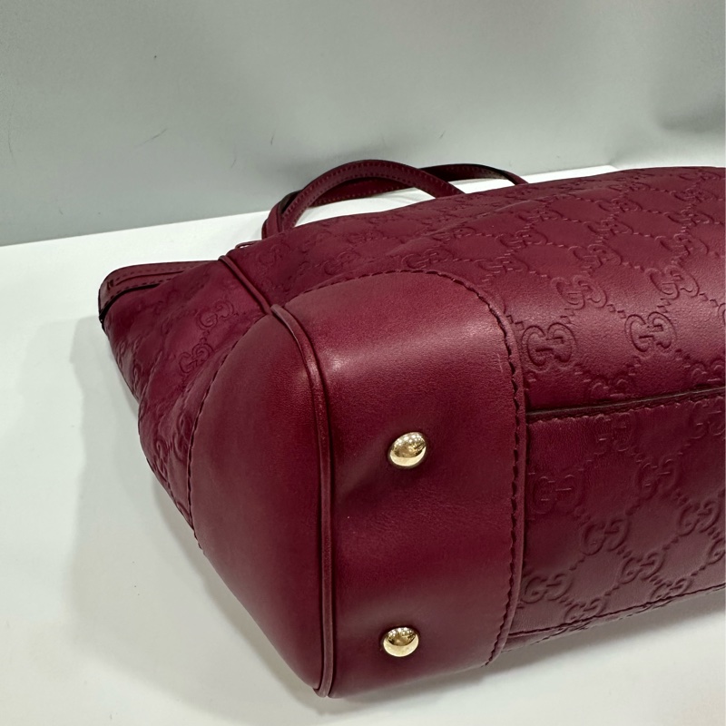 Gucci 257061 豬肝紅牛皮金釦手提包 肩背包-11