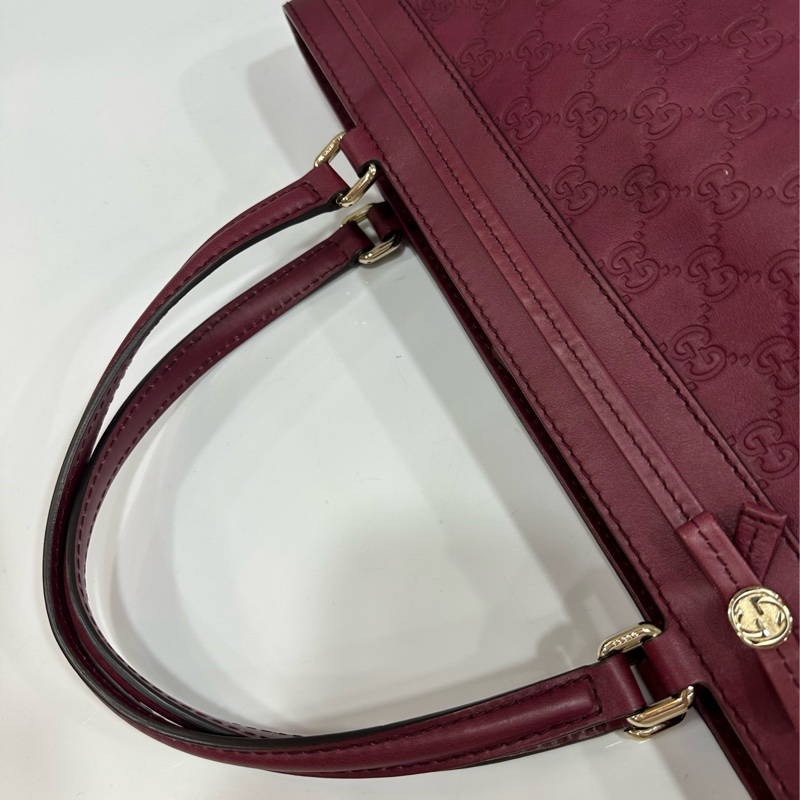 Gucci 257061 豬肝紅牛皮金釦手提包 肩背包-16