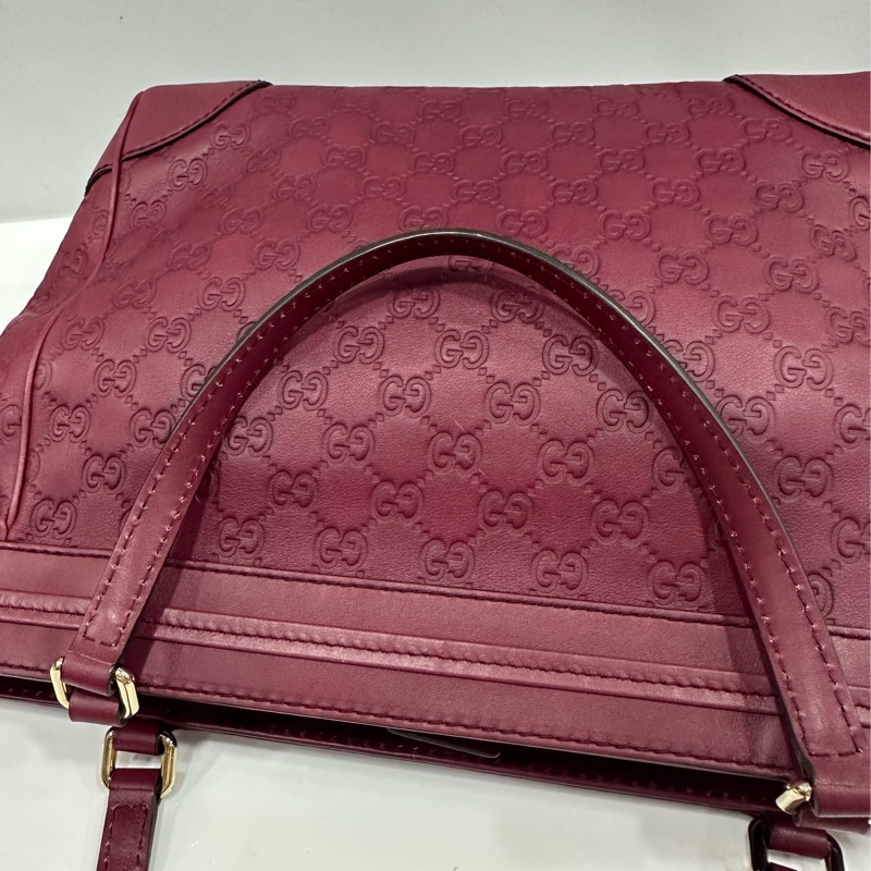 Gucci 257061 豬肝紅牛皮金釦手提包 肩背包-19
