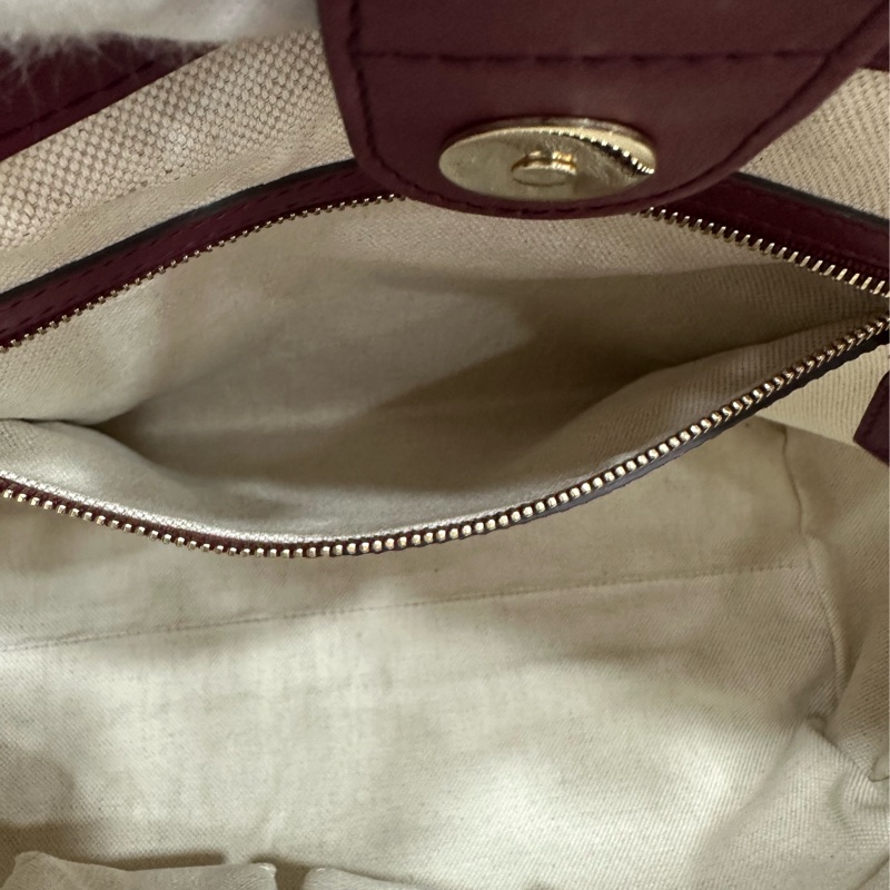 Gucci 257061 豬肝紅牛皮金釦手提包 肩背包-30