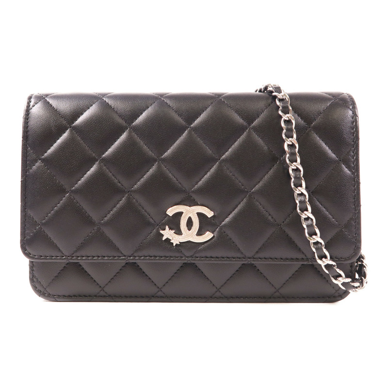 CHANEL 羊皮皮革WOC Wallet On Chain銀扣鏈帶肩背袋-0