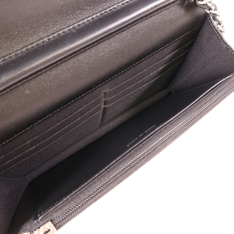 CHANEL 羊皮皮革WOC Wallet On Chain銀扣鏈帶肩背袋-4