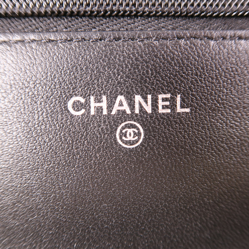 CHANEL 羊皮皮革WOC Wallet On Chain銀扣鏈帶肩背袋-5
