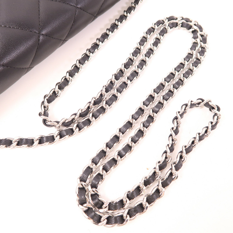 CHANEL 羊皮皮革WOC Wallet On Chain銀扣鏈帶肩背袋-9