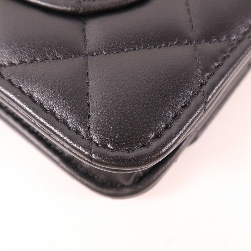 CHANEL 羊皮皮革WOC Wallet On Chain銀扣鏈帶肩背袋-13