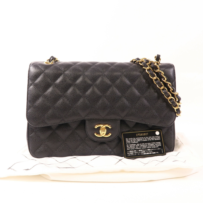 CHANEL 牛皮皮革Large Classic金扣鏈帶肩背袋-9