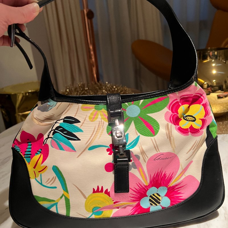 罕見 Tom Ford 時期 Gucci Jackie 復古花卉手袋｜近全新收藏品-7