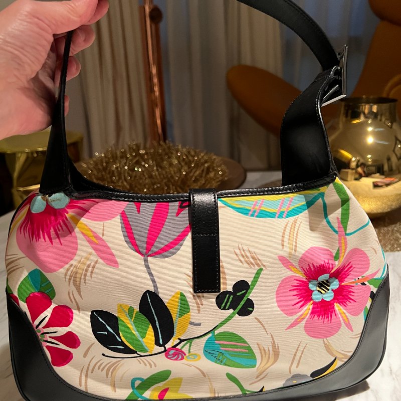 罕見 Tom Ford 時期 Gucci Jackie 復古花卉手袋｜近全新收藏品-8