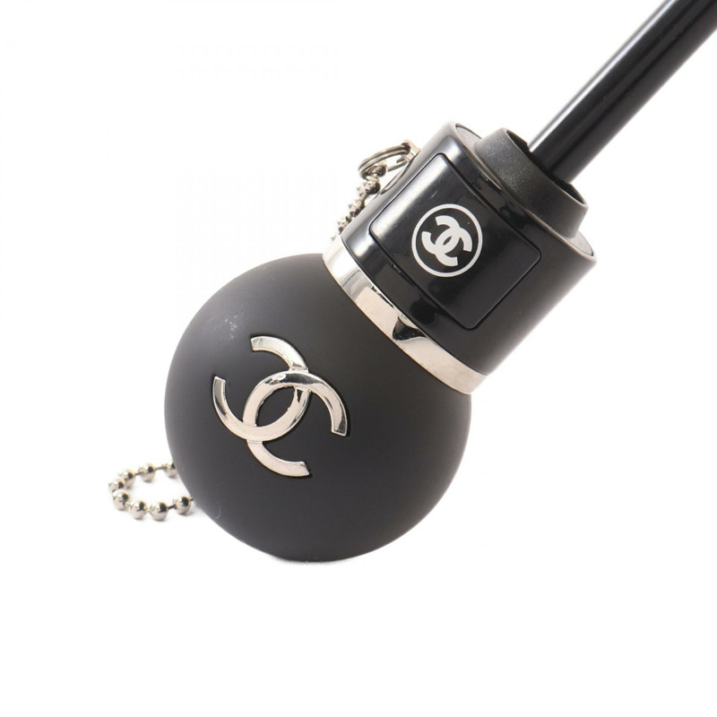 CHANEL 山茶花一鍵式傘 其他雜貨 布料 米色 黑色 二手 女款-2