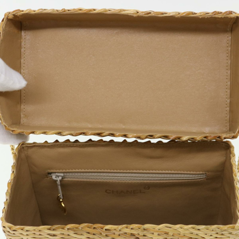 【日本直送】香奈兒籃鏈單肩包皮革藤條米色 CC 正品 31932AM-8