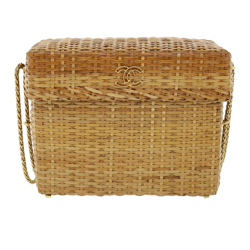 【日本直送】香奈兒籃鏈單肩包皮革藤條米色 CC 正品 31932AM-12