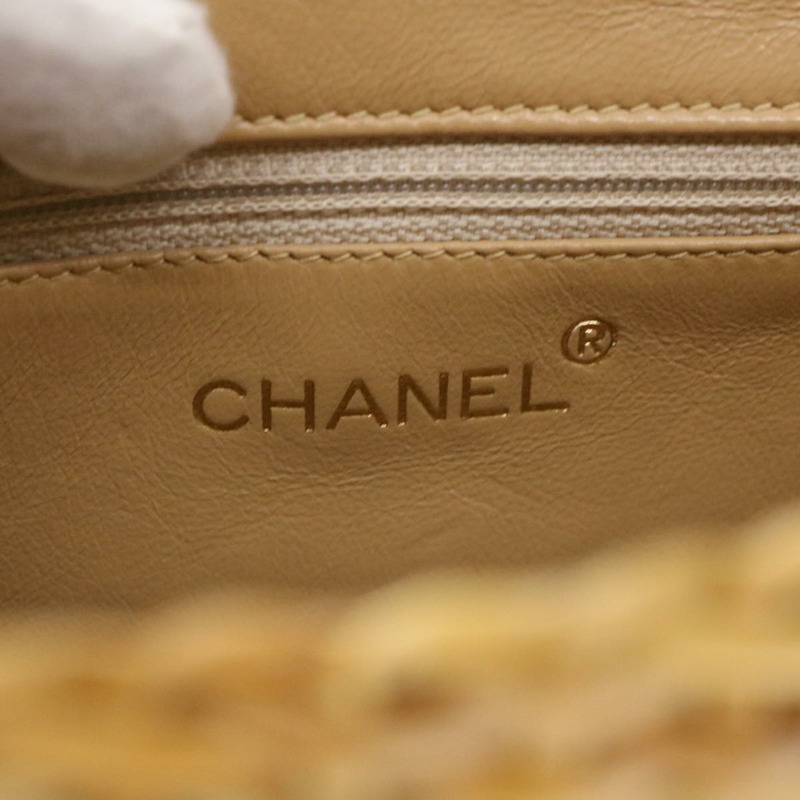 【日本直送】香奈兒籃鏈單肩包皮革藤條米色 CC 正品 31932AM-17