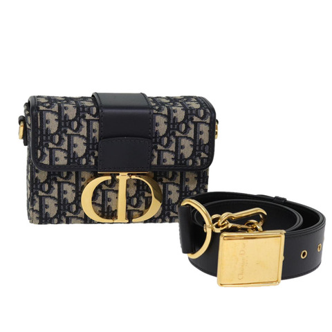 Christian Dior Trotter 帆布單肩包 海軍藍 正品 74612SAM