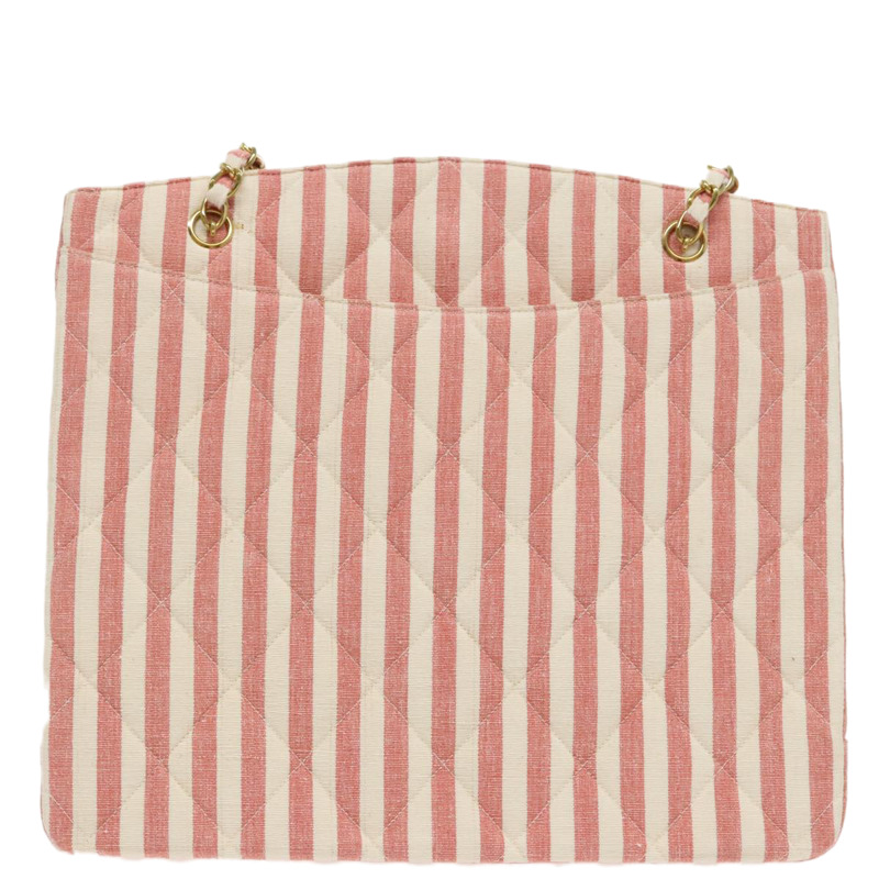 【日本直送】香奈兒 Matelasse 鏈條單肩包 帆布 金色粉紅 CC 正品 96691SM-1