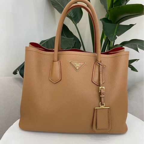 ✨Prada Double棕卡其色tote bag